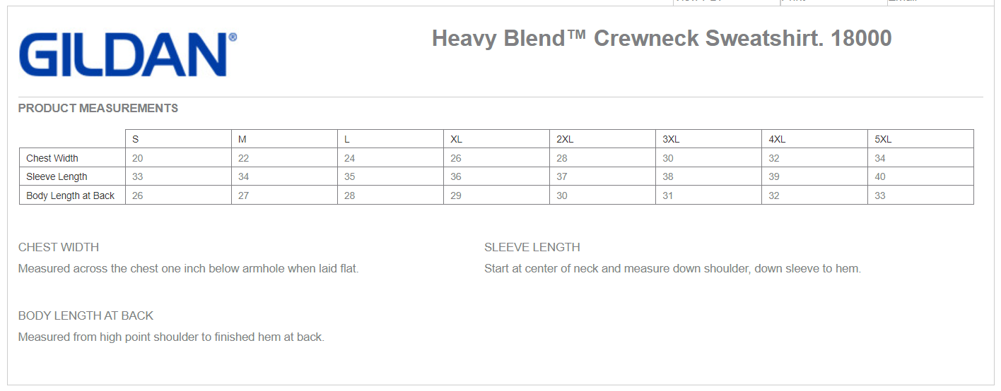 Gildan Heavy Blend Crewneck Sweatshirt - Full Logo